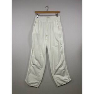 Coastal Boho Sea Spice Womens L White 100% Peruvian Cotton Crochet Trim Pants